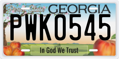 GA license plate PWK0545