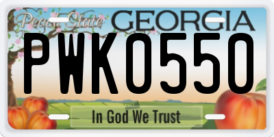 GA license plate PWK0550
