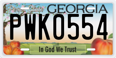GA license plate PWK0554