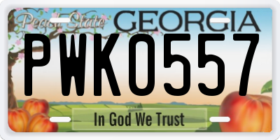 GA license plate PWK0557