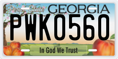 GA license plate PWK0560