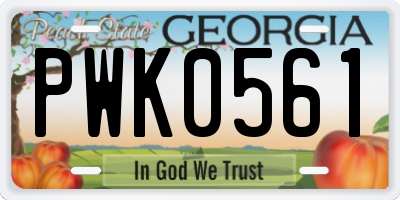 GA license plate PWK0561