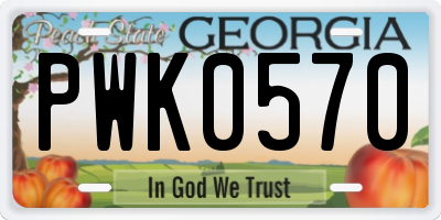 GA license plate PWK0570