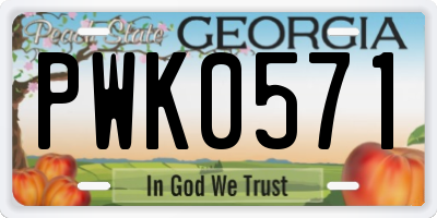 GA license plate PWK0571