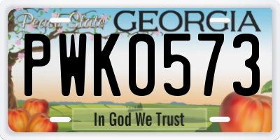 GA license plate PWK0573