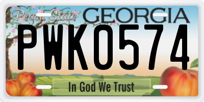 GA license plate PWK0574