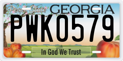 GA license plate PWK0579