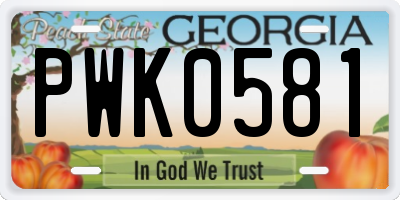 GA license plate PWK0581