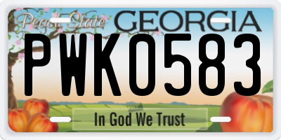 GA license plate PWK0583