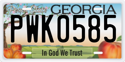 GA license plate PWK0585