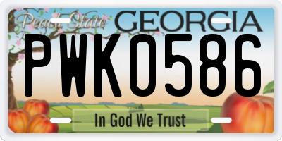 GA license plate PWK0586
