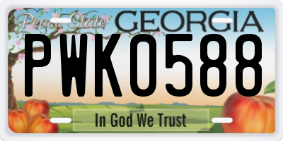 GA license plate PWK0588