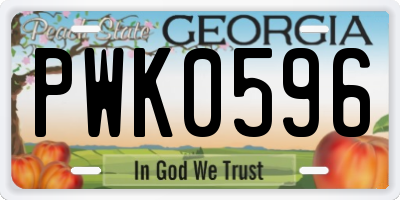 GA license plate PWK0596