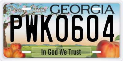 GA license plate PWK0604