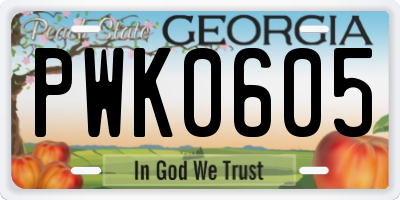 GA license plate PWK0605