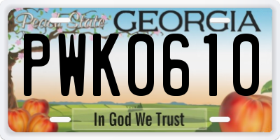 GA license plate PWK0610