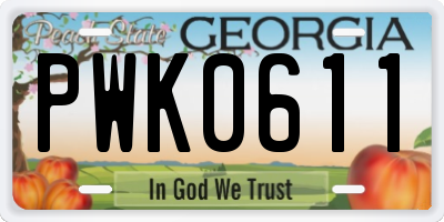 GA license plate PWK0611
