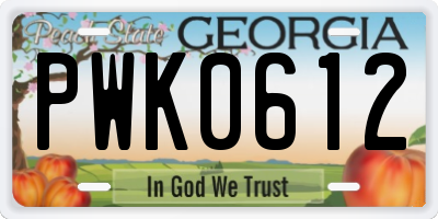 GA license plate PWK0612