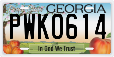 GA license plate PWK0614