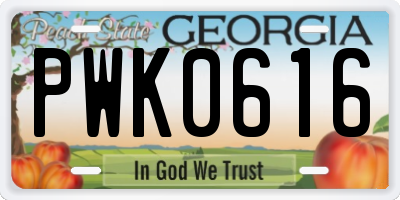 GA license plate PWK0616