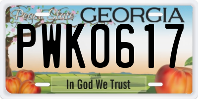 GA license plate PWK0617