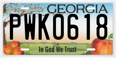 GA license plate PWK0618