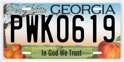 GA license plate PWK0619