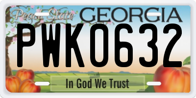 GA license plate PWK0632