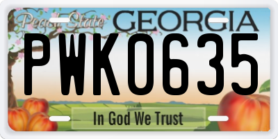 GA license plate PWK0635