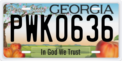 GA license plate PWK0636