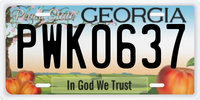 GA license plate PWK0637