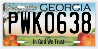 GA license plate PWK0638