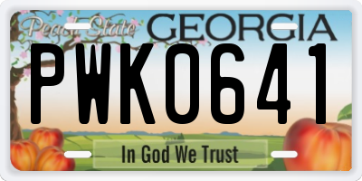 GA license plate PWK0641