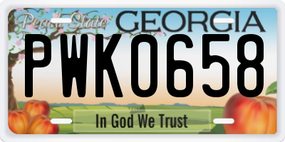 GA license plate PWK0658