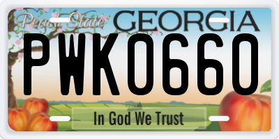 GA license plate PWK0660