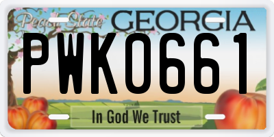 GA license plate PWK0661