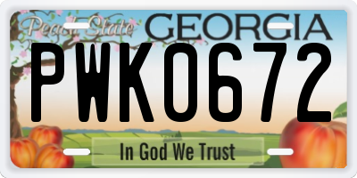 GA license plate PWK0672