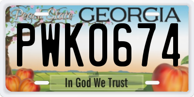 GA license plate PWK0674