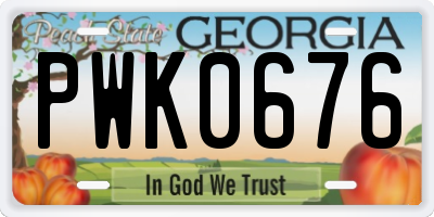 GA license plate PWK0676