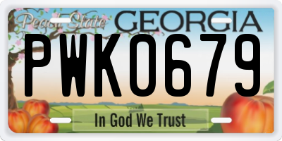 GA license plate PWK0679