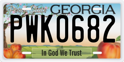GA license plate PWK0682