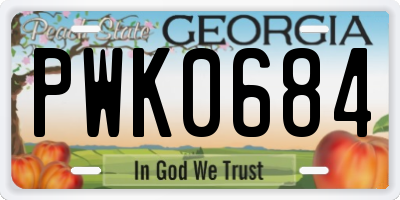 GA license plate PWK0684