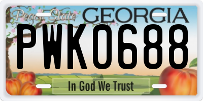 GA license plate PWK0688