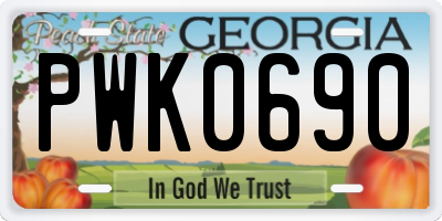 GA license plate PWK0690