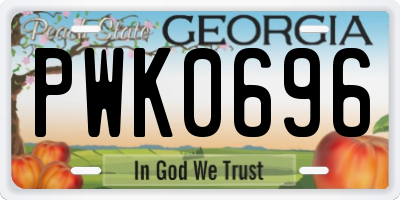 GA license plate PWK0696
