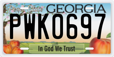 GA license plate PWK0697