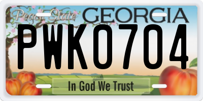 GA license plate PWK0704