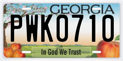 GA license plate PWK0710