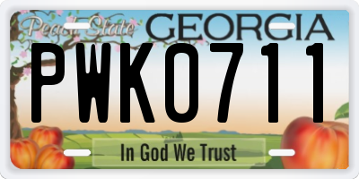 GA license plate PWK0711