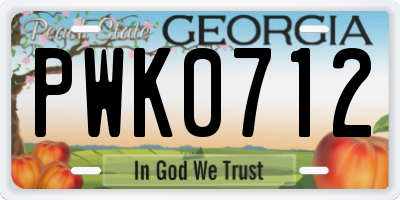 GA license plate PWK0712